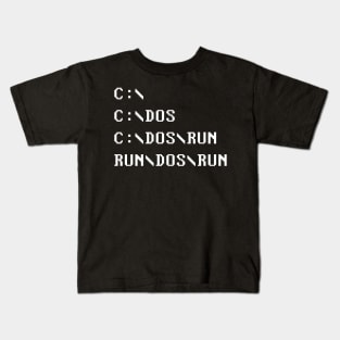 C DOS RUN White Ink Kids T-Shirt